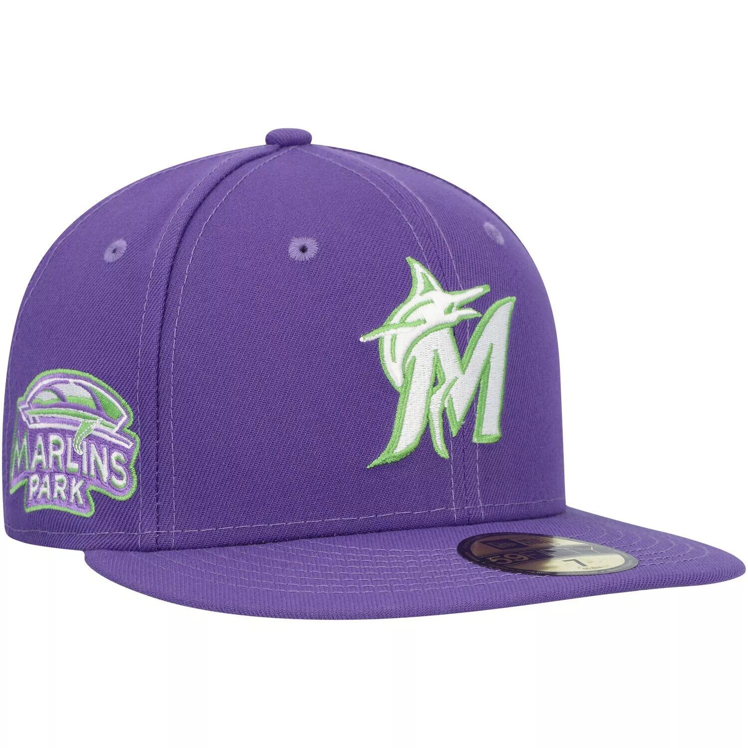 Мужская шляпа New Era Purple Miami Marlins Lime с боковой нашивкой 59FIFTY
Мужская шляпа New Era Purple Miami Marlins Lime с боковой нашивкой 59FIFTY