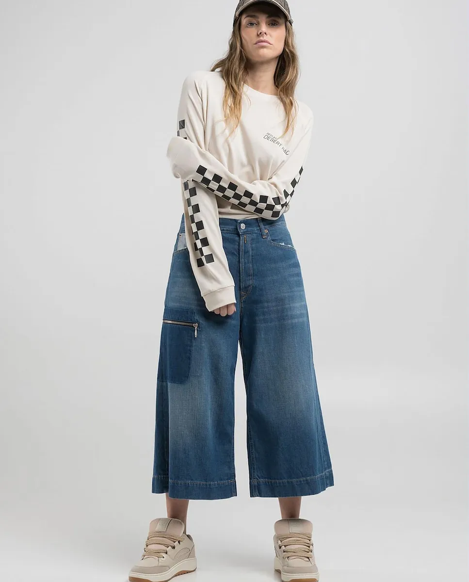 Женские укороченные джинсы широкого кроя Replay, синий
Женские укороченные джинсы широкого кроя Replay, синий