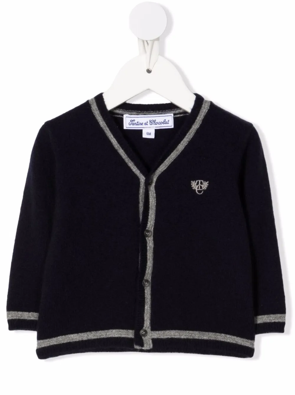 Кашемировый кардиган с вышитым логотипом Tartine Et Chocolat, синий
Кашемировый кардиган с вышитым логотипом Tartine Et Chocolat, синий