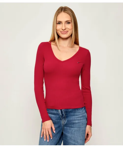 Базовая блузка Slim fit Tommy Jeans, розовый 
Базовая блузка Slim fit Tommy Jeans, розовый