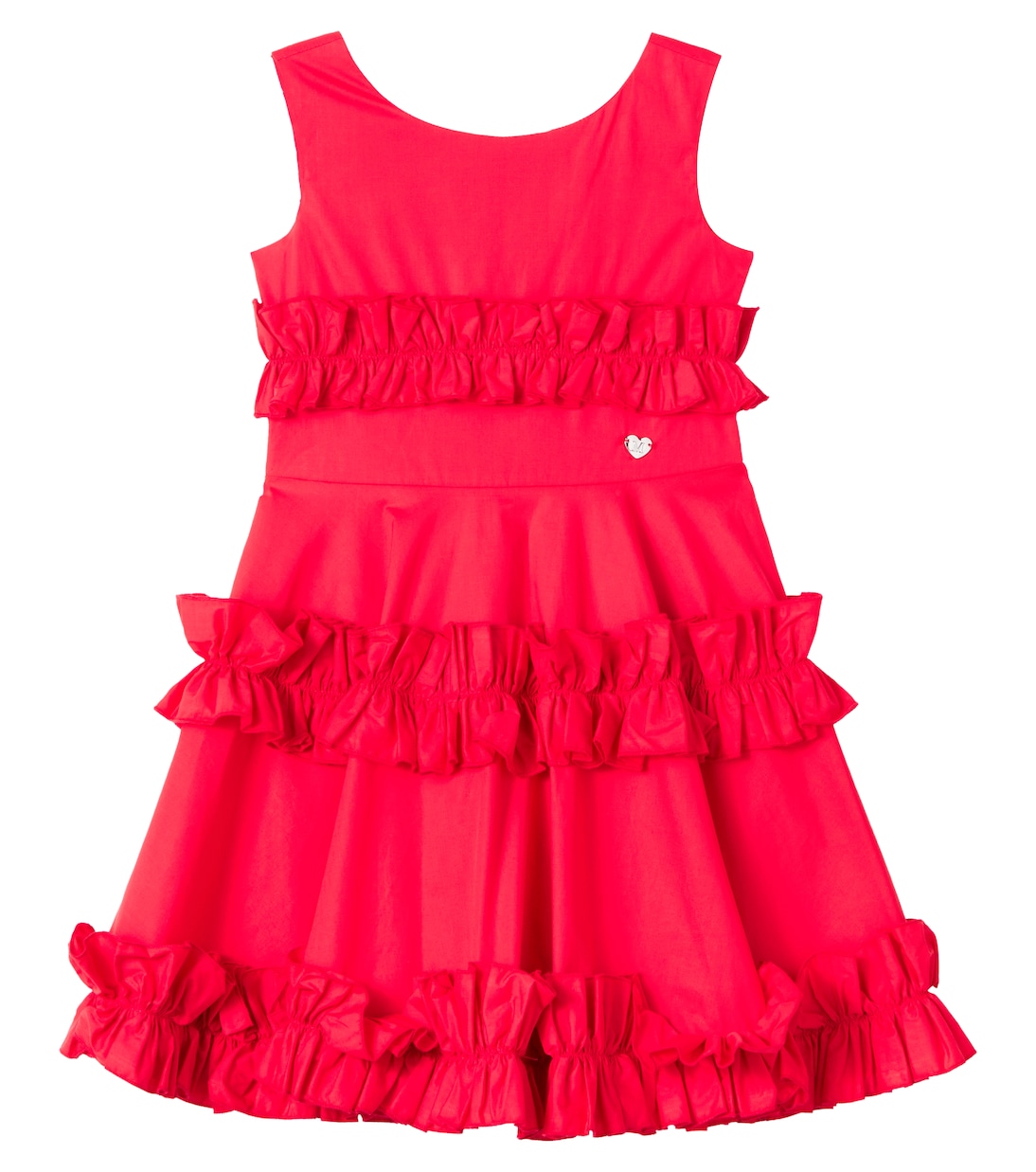 Платье из хлопкового поплина с оборками Monnalisa, Rosso 
Платье из хлопкового поплина с оборками Monnalisa, Rosso