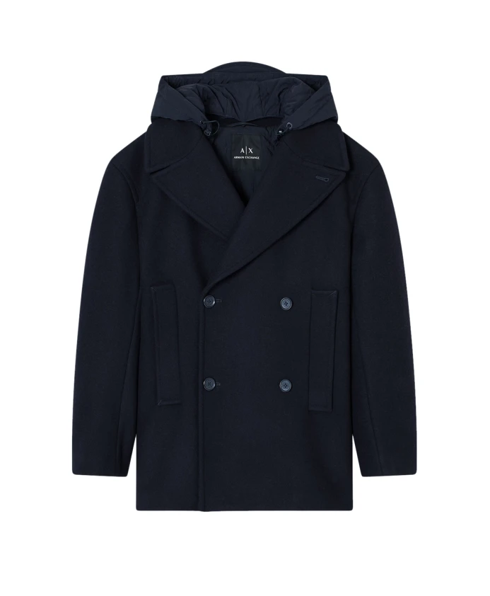 Двубортное пальто-кабан с капюшоном Armani Exchange, синий
Двубортное пальто-кабан с капюшоном Armani Exchange, синий