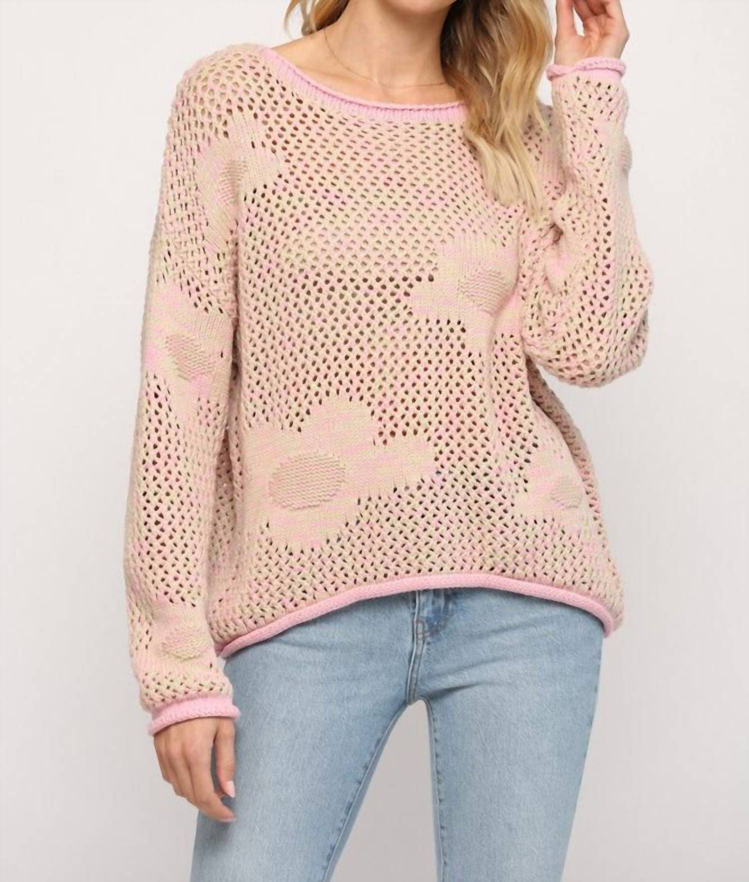 Вязаный свитер с цветочным узором нежно-розового/серо-коричневого цвета FATE
Вязаный свитер с цветочным узором нежно-розового/серо-коричневого цвета FATE