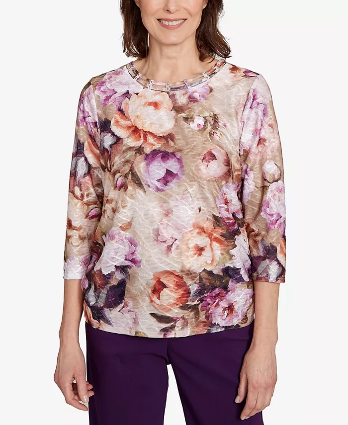 Женский классический фактурный топ с цветочным принтом и сборками по бокам Alfred Dunner, коричневый/бежевый
Женский классический фактурный топ с цветочным принтом и сборками по бокам Alfred Dunner, коричневый/бежевый