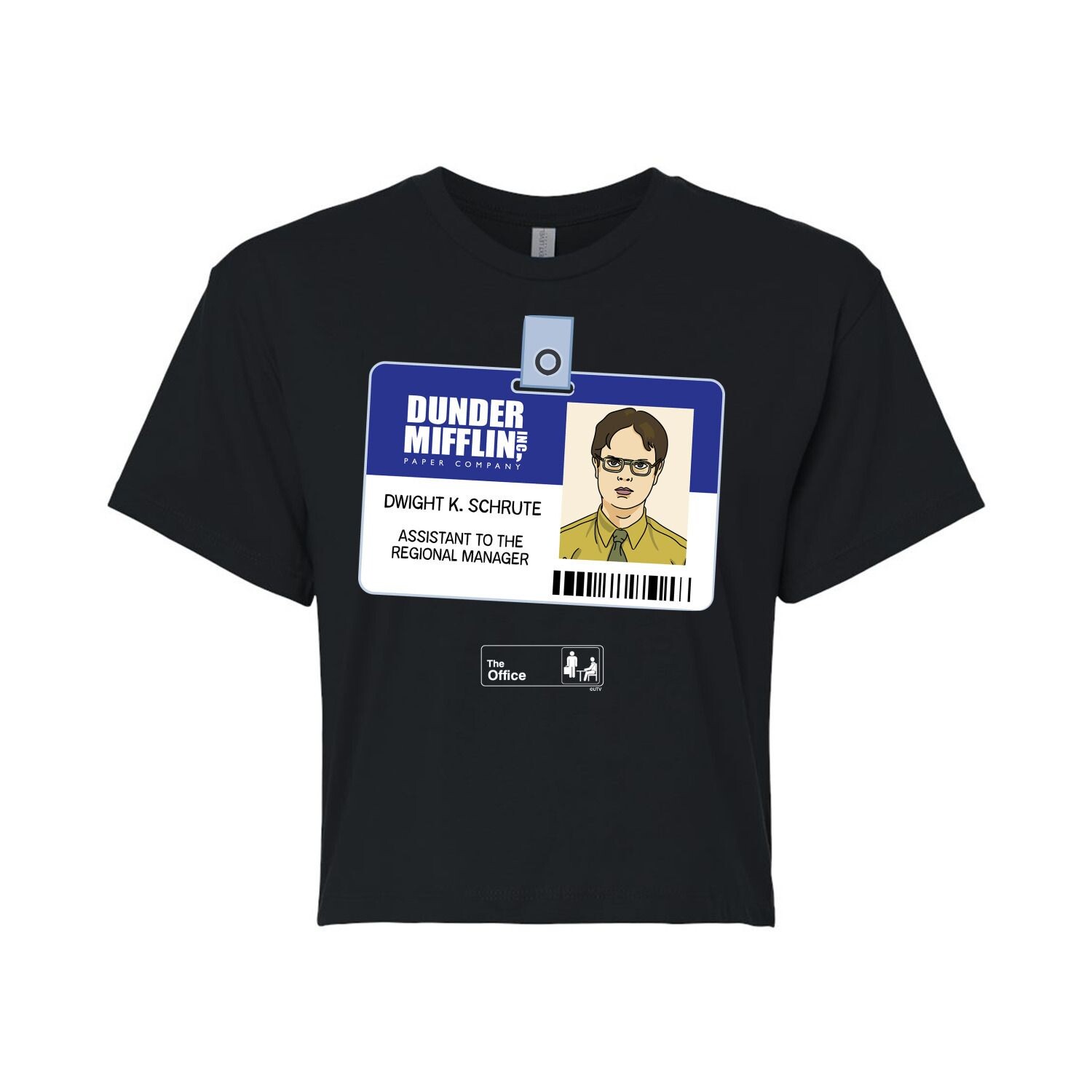 Укороченная футболка The Office Dwight Badge для юниоров Licensed Character, черный 
Укороченная футболка The Office Dwight Badge для юниоров Licensed Character, черный