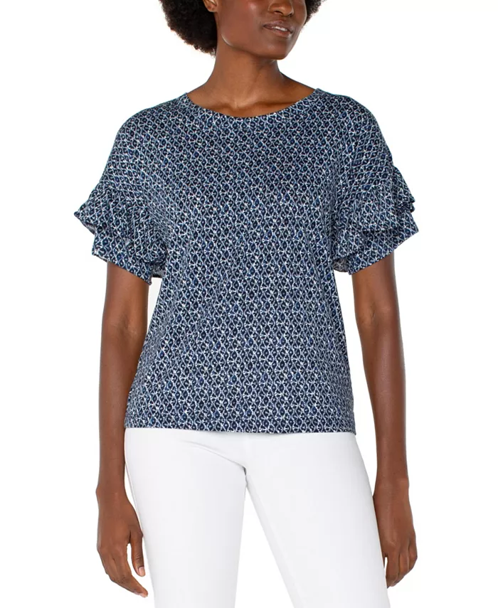 Женский трикотажный топ с короткими рукавами и оборками Liverpool Los Angeles, мультиколор
Женский трикотажный топ с короткими рукавами и оборками Liverpool Los Angeles, мультиколор