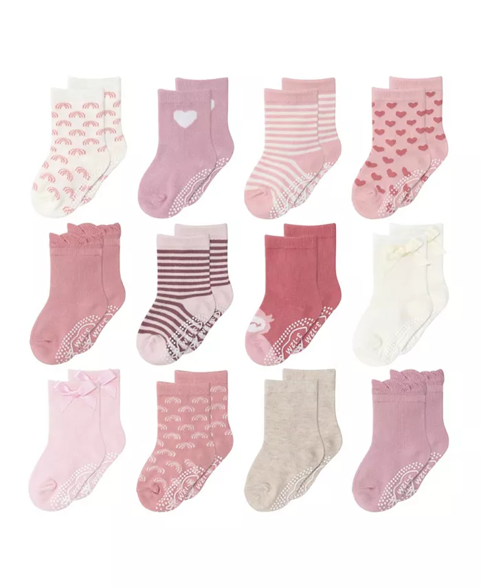 Детские хлопковые носки для девочек, 12 пар, цвет: розовый/лиловый The Peanutshell 
Детские хлопковые носки для девочек, 12 пар, цвет: розовый/лиловый The Peanutshell