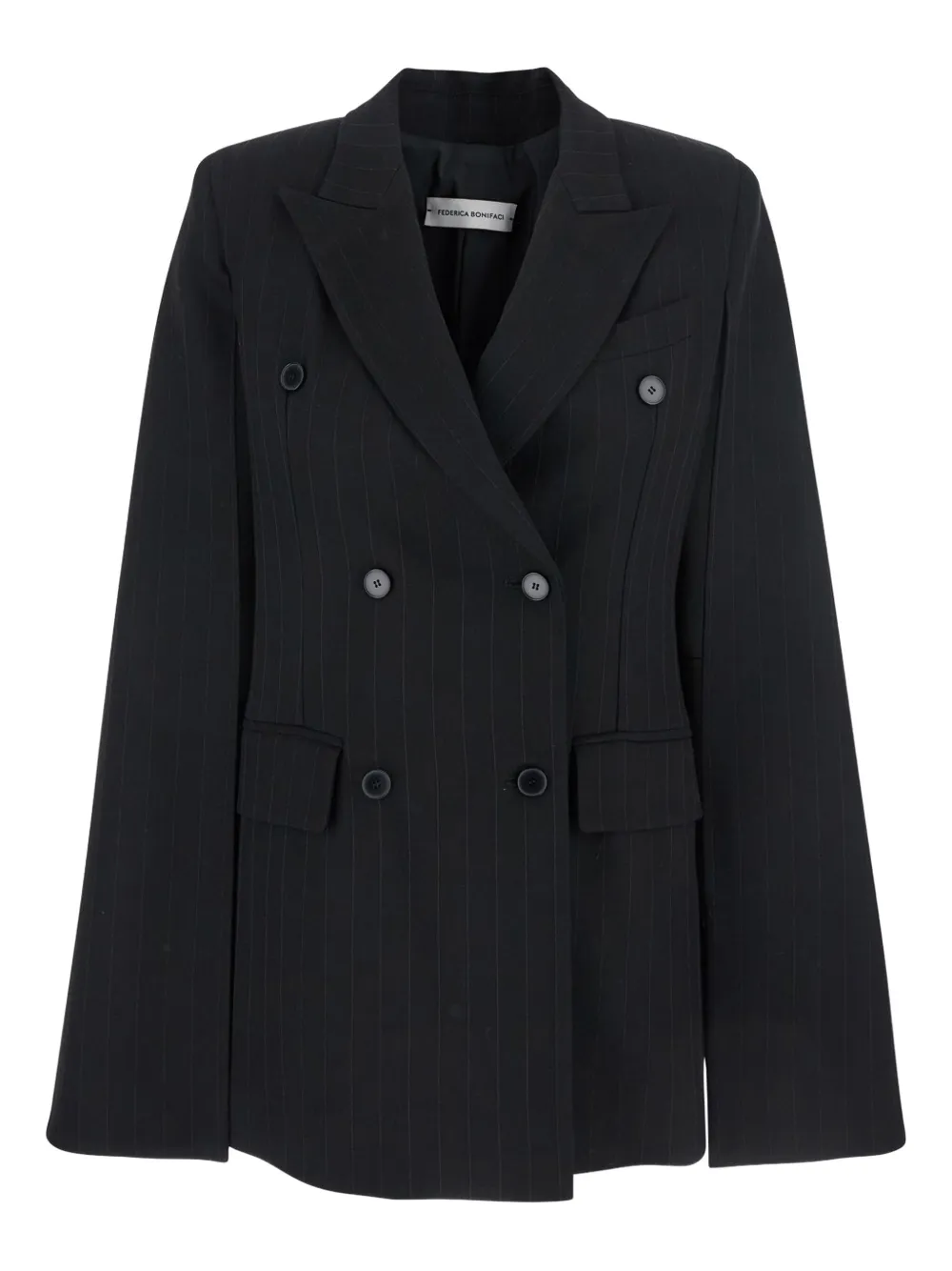 Жакет-накидка в полоску Federica Bombaci, черный
Жакет-накидка в полоску Federica Bombaci, черный