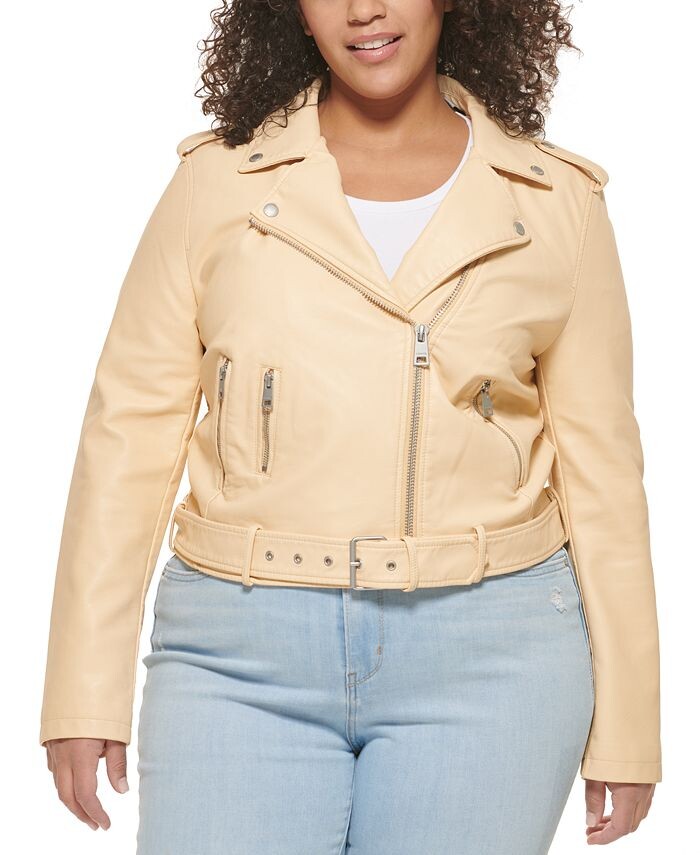 Мотоциклетная куртка из искусственной кожи больших размеров с поясом Levi's, тан/бежевый
Мотоциклетная куртка из искусственной кожи больших размеров с поясом Levi's, тан/бежевый