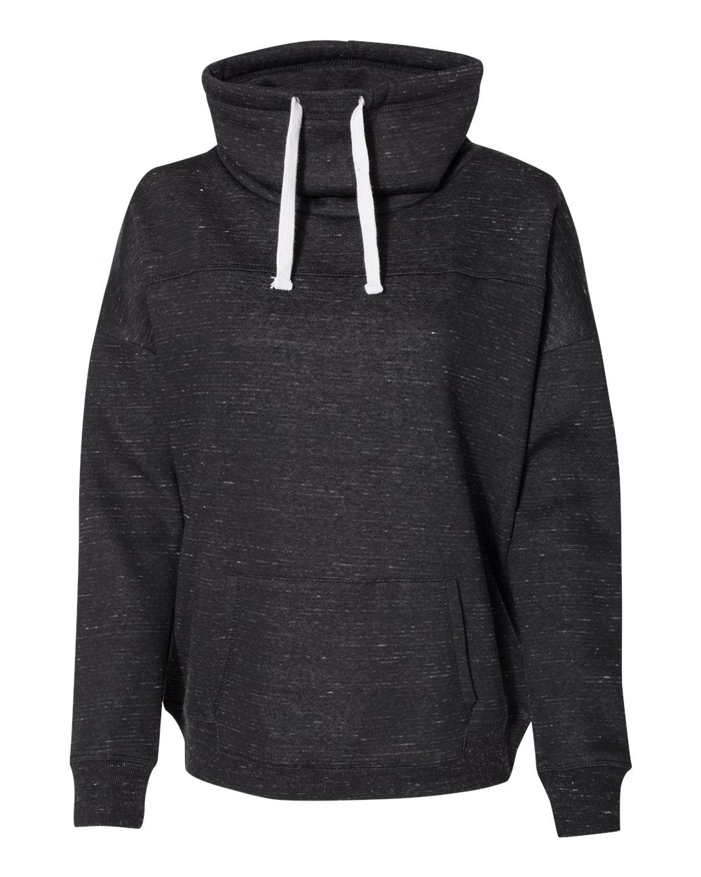 Женская флисовая меланжевая толстовка с воротником-хомут J. America, черный 
Женская флисовая меланжевая толстовка с воротником-хомут J. America, черный