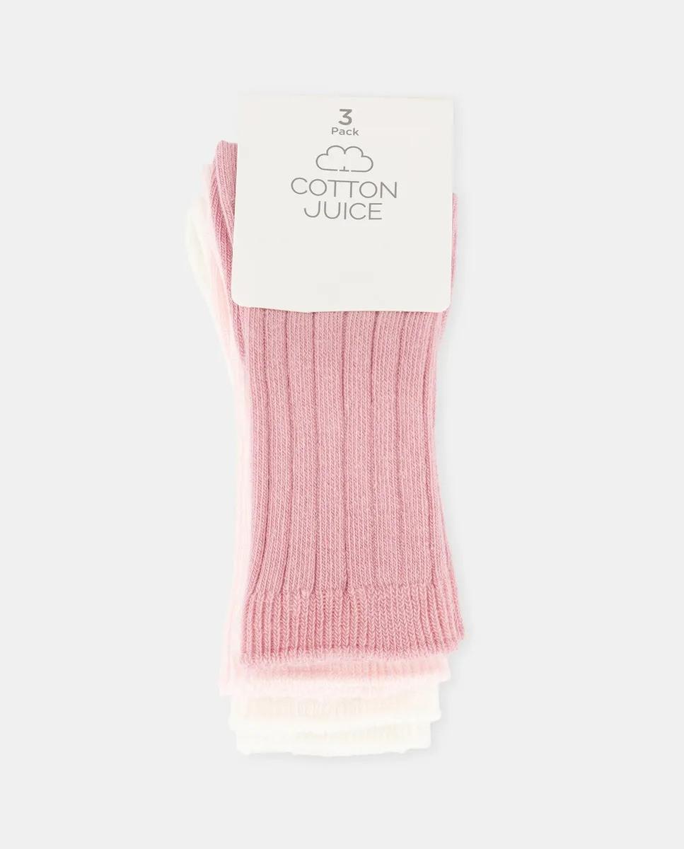 Набор из 3 высоких ребристых однотонных носочков для девочки Cotton Juice, розовый
Набор из 3 высоких ребристых однотонных носочков для девочки Cotton Juice, розовый