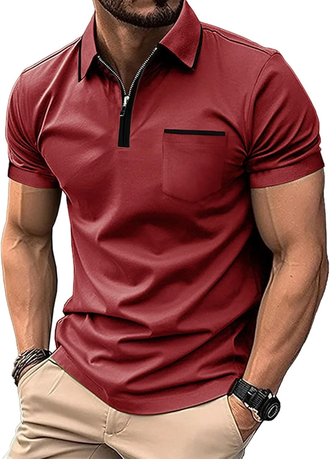 Мужская поло с молнией Slim Fit, короткий рукав, легкая
Мужская поло с молнией Slim Fit, короткий рукав, легкая