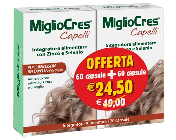 MiglioCres PROMO 60+60 капсул Оздоровительная добавка для волос и ногтей
MiglioCres PROMO 60+60 капсул Оздоровительная добавка для волос и ногтей