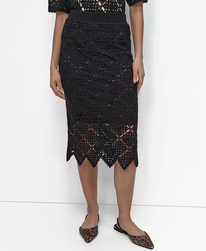 Женская юбка-свитер миди, связанная крючком DKNY, черный
Женская юбка-свитер миди, связанная крючком DKNY, черный