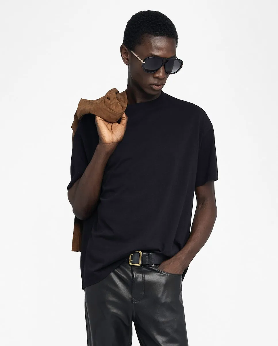 Мужская футболка Тедди с коротким рукавом из хлопка Zadig & Voltaire, черный 
Мужская футболка Тедди с коротким рукавом из хлопка Zadig & Voltaire, черный