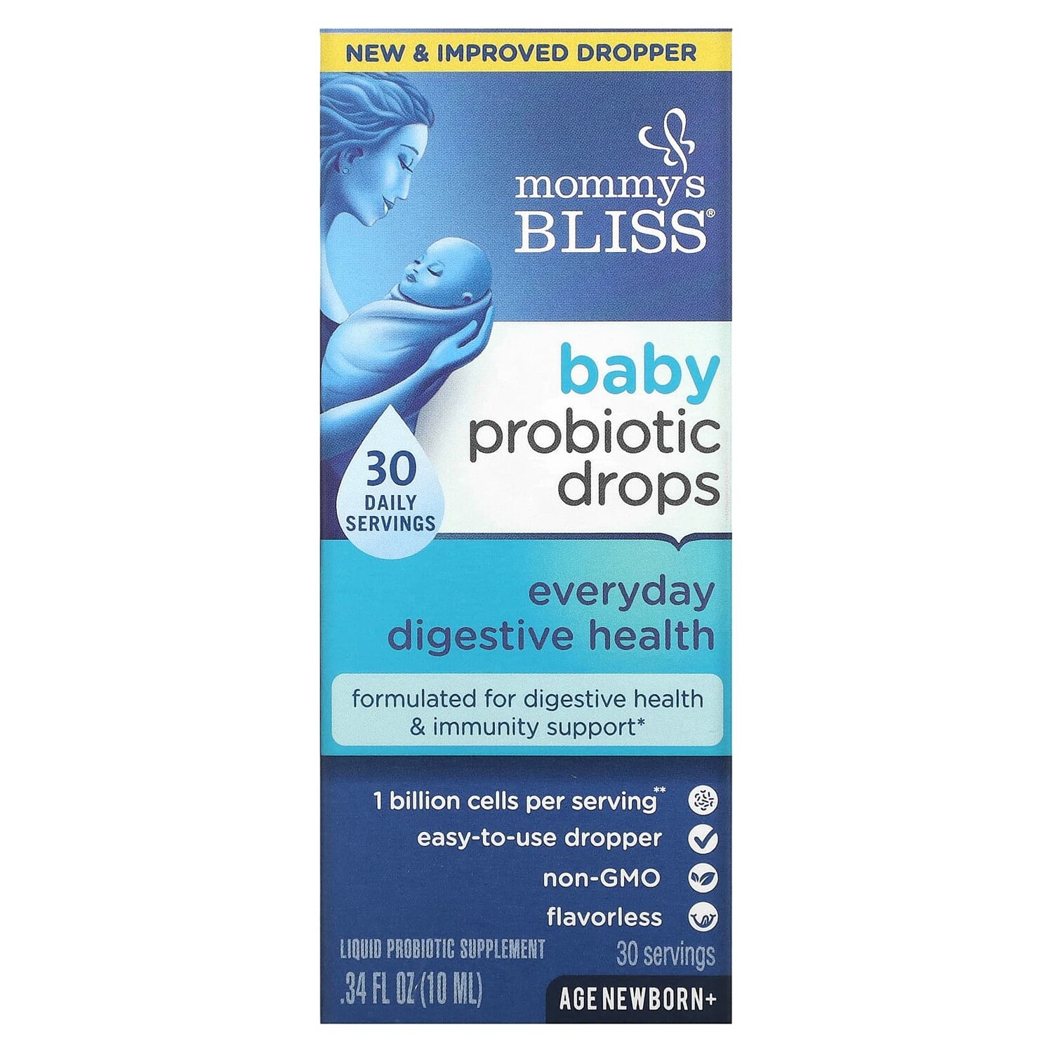 Mommy's Bliss Капли с пробиотиками На каждый день Для новорожденных и старше 0,34 ж. унц.(10 мл)
Mommy's Bliss Капли с пробиотиками На каждый день Для новорожденных и старше 0,34 ж. унц.(10 мл)