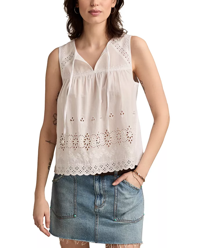 Женская блузка из хлопка с вышивкой и завязками на шее Lucky Brand, зеленый
Женская блузка из хлопка с вышивкой и завязками на шее Lucky Brand, зеленый