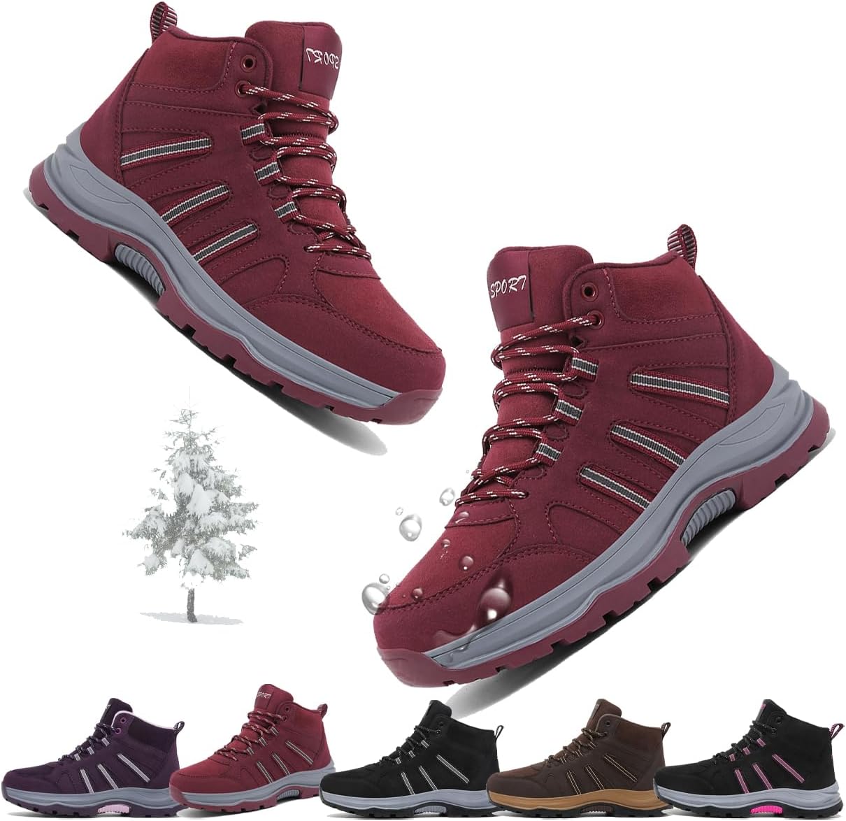 Зимние сапоги для мужчин - зимние сапоги для женщин с теплым мехом, водонепроницаемые, походные, противоскользящие ботинки, ботинки для активного отдыха и треккинга Generic, красный
Зимние сапоги для мужчин - зимние сапоги для женщин с теплым мехом, водонепроницаемые, походные, противоскользящие ботинки, ботинки для активного отдыха и треккинга Generic, красный