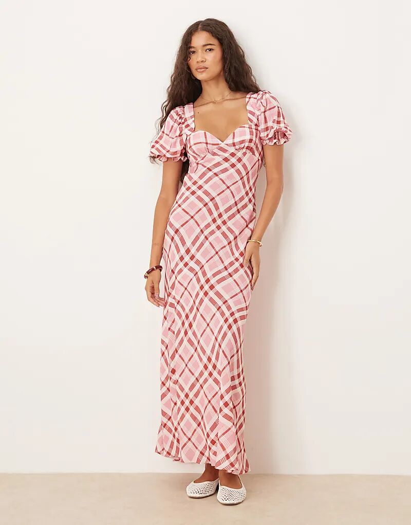 Платье миди ASOS DESIGN с рукавами-фонариками и застежкой на пуговицы в розовую клетку 
Платье миди ASOS DESIGN с рукавами-фонариками и застежкой на пуговицы в розовую клетку