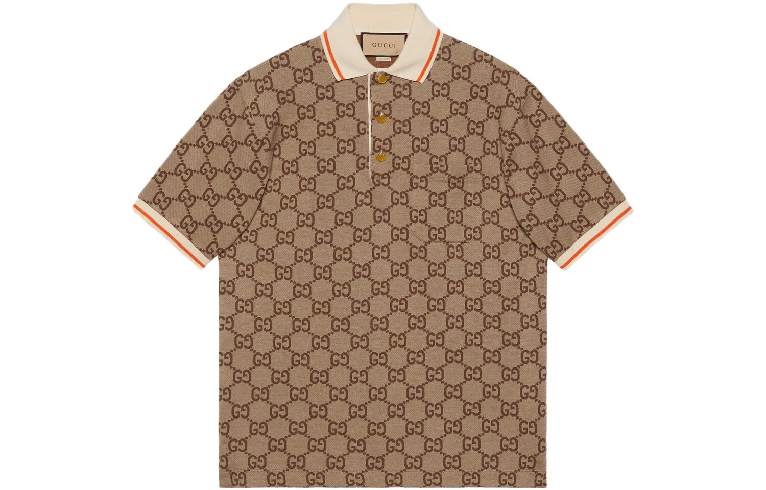 Рубашка-поло мужская Gucci GG-jacquard Piqué, бежевый 
Рубашка-поло мужская Gucci GG-jacquard Piqué, бежевый