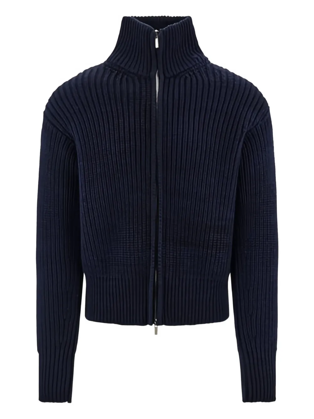 Кардиган в рубчик с высоким воротником Ferragamo, синий
Кардиган в рубчик с высоким воротником Ferragamo, синий