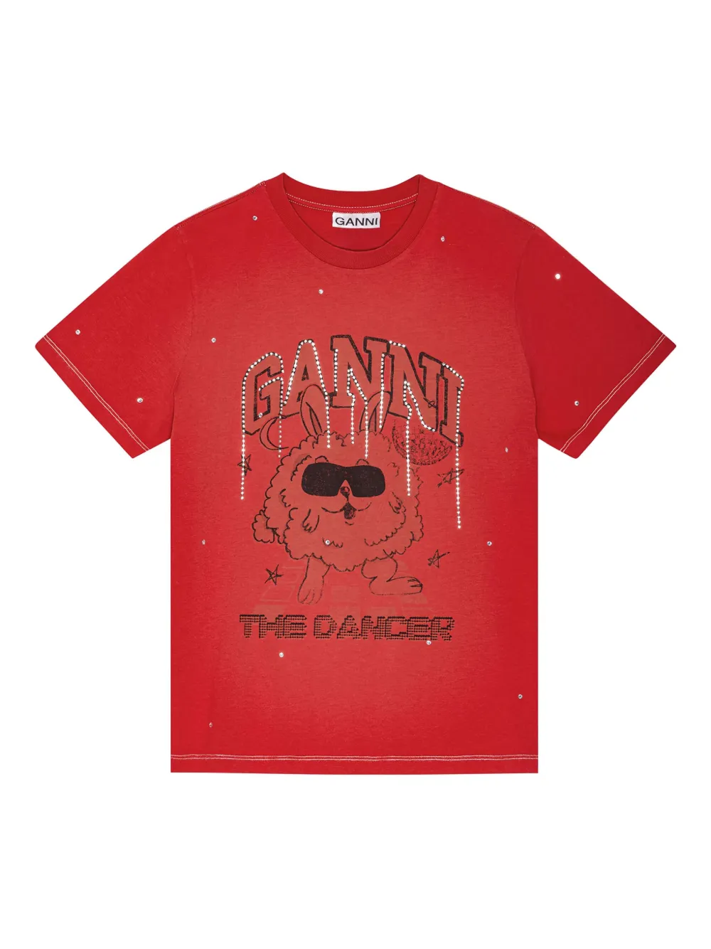 Хлопковая футболка Ganni, красный
Хлопковая футболка Ganni, красный
