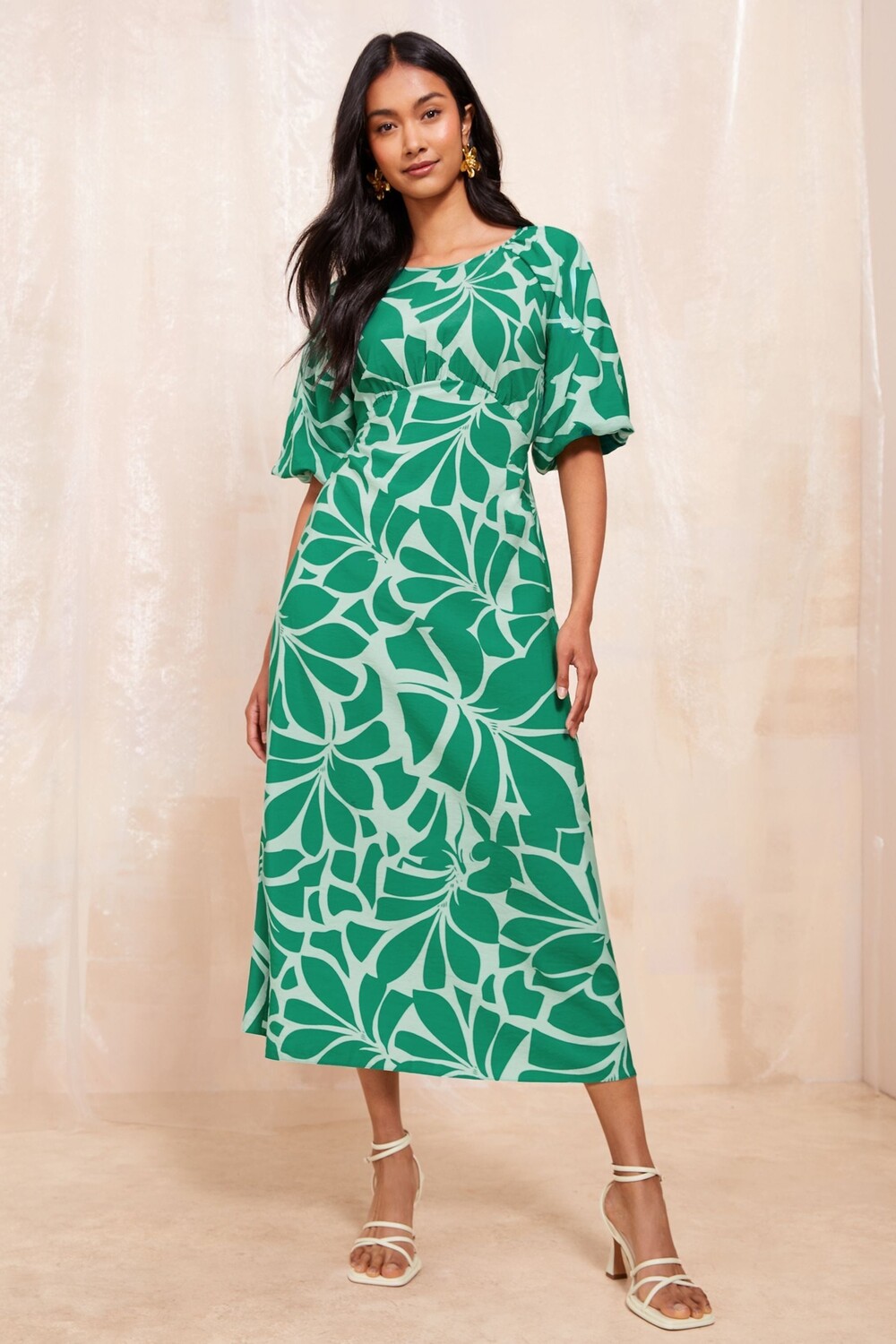 Платье миди с пышными рукавами и завышенной талией Friends Like These, зеленый
Платье миди с пышными рукавами и завышенной талией Friends Like These, зеленый