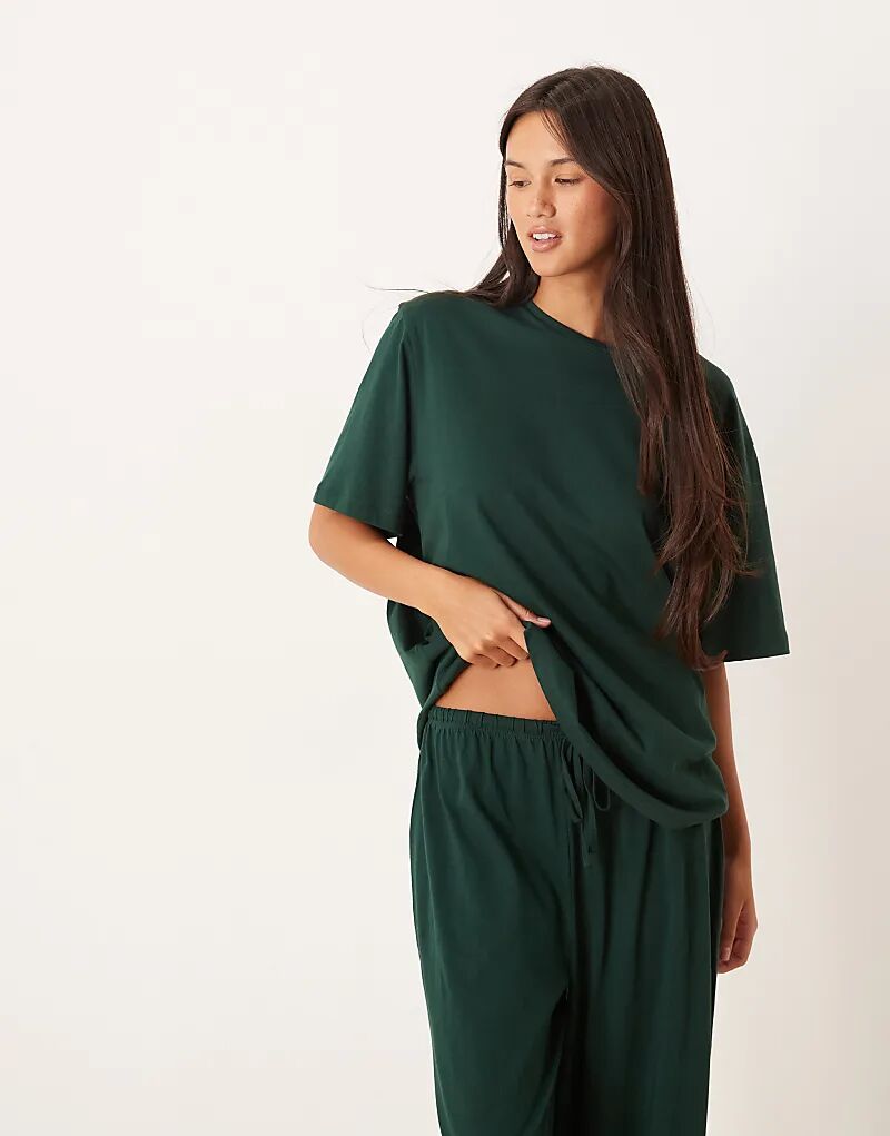 Хлопковая пижамная футболка ASOS DESIGN свободного кроя цвета лесной зелени
Хлопковая пижамная футболка ASOS DESIGN свободного кроя цвета лесной зелени