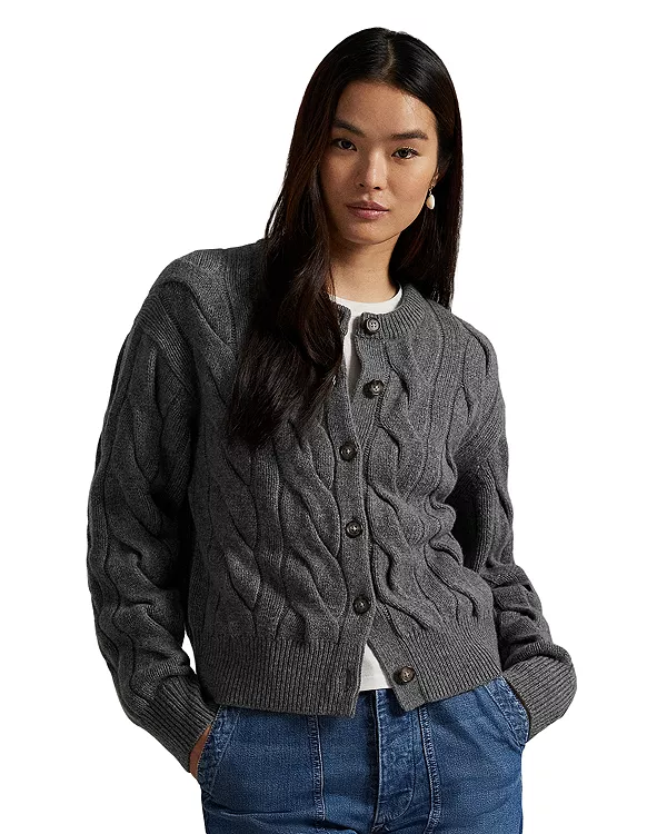 Шерстяной кашемировый кардиган крупной вязки Ralph Lauren, серый
Шерстяной кашемировый кардиган крупной вязки Ralph Lauren, серый