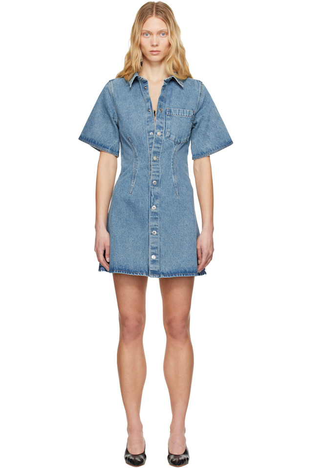 Хлопковая рубашка с коротким рукавом джинсовое мини-платье Ami Paris, синий
Хлопковая рубашка с коротким рукавом джинсовое мини-платье Ami Paris, синий