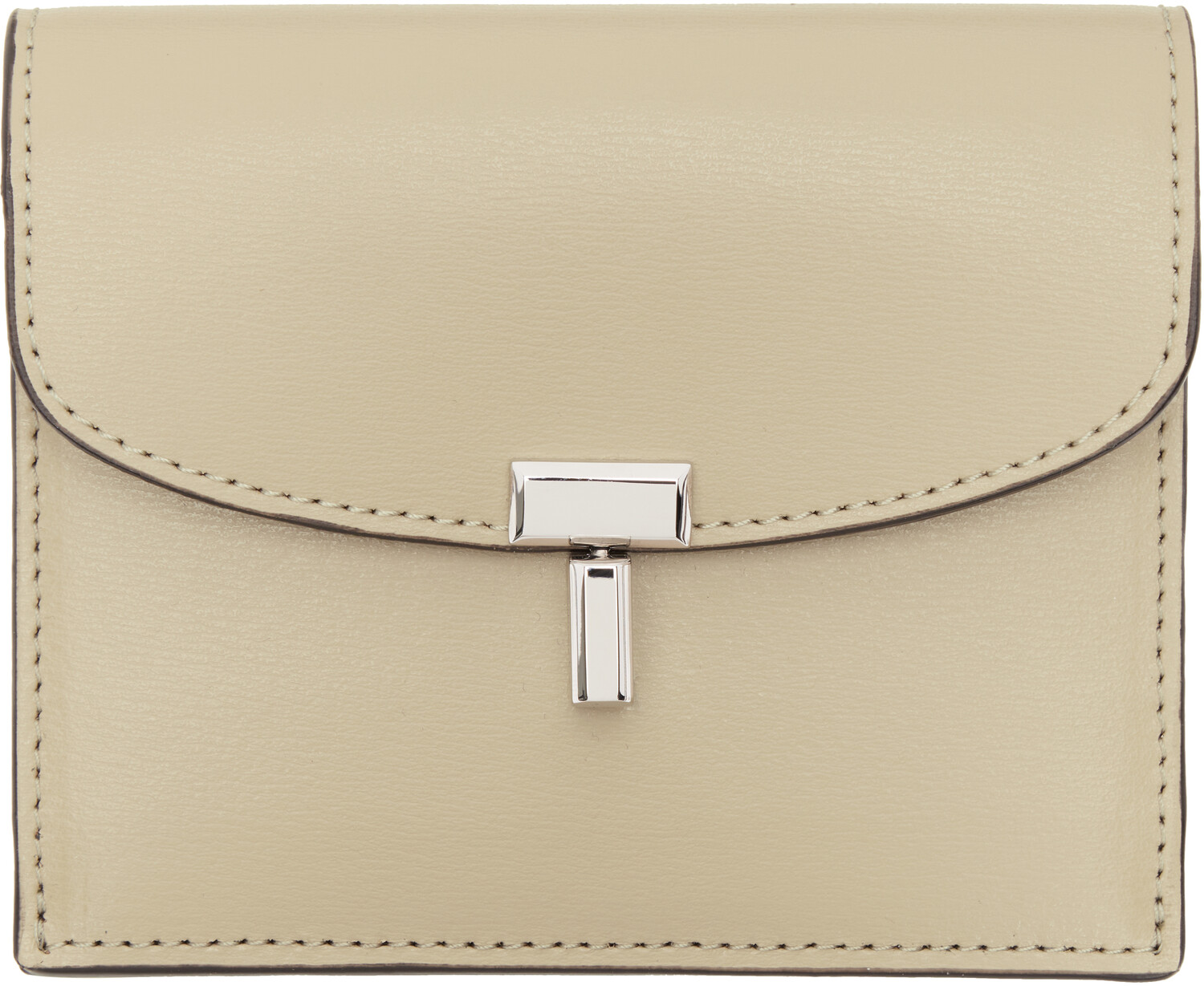 Визитница из бежевой кожи с замком T-Lock TOTEME 
Визитница из бежевой кожи с замком T-Lock TOTEME