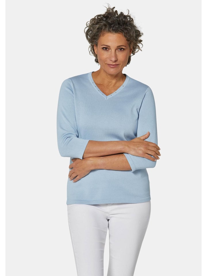 Свитер с V-образным вырезом, высокого качества, небесно-голубого цвета. GOLDNER
Свитер с V-образным вырезом, высокого качества, небесно-голубого цвета. GOLDNER