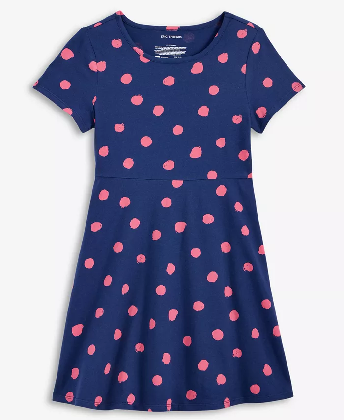 Платье-клеш из хлопка с гороховым принтом для девочек Little & Big Girls Epic Threads, синий
Платье-клеш из хлопка с гороховым принтом для девочек Little & Big Girls Epic Threads, синий