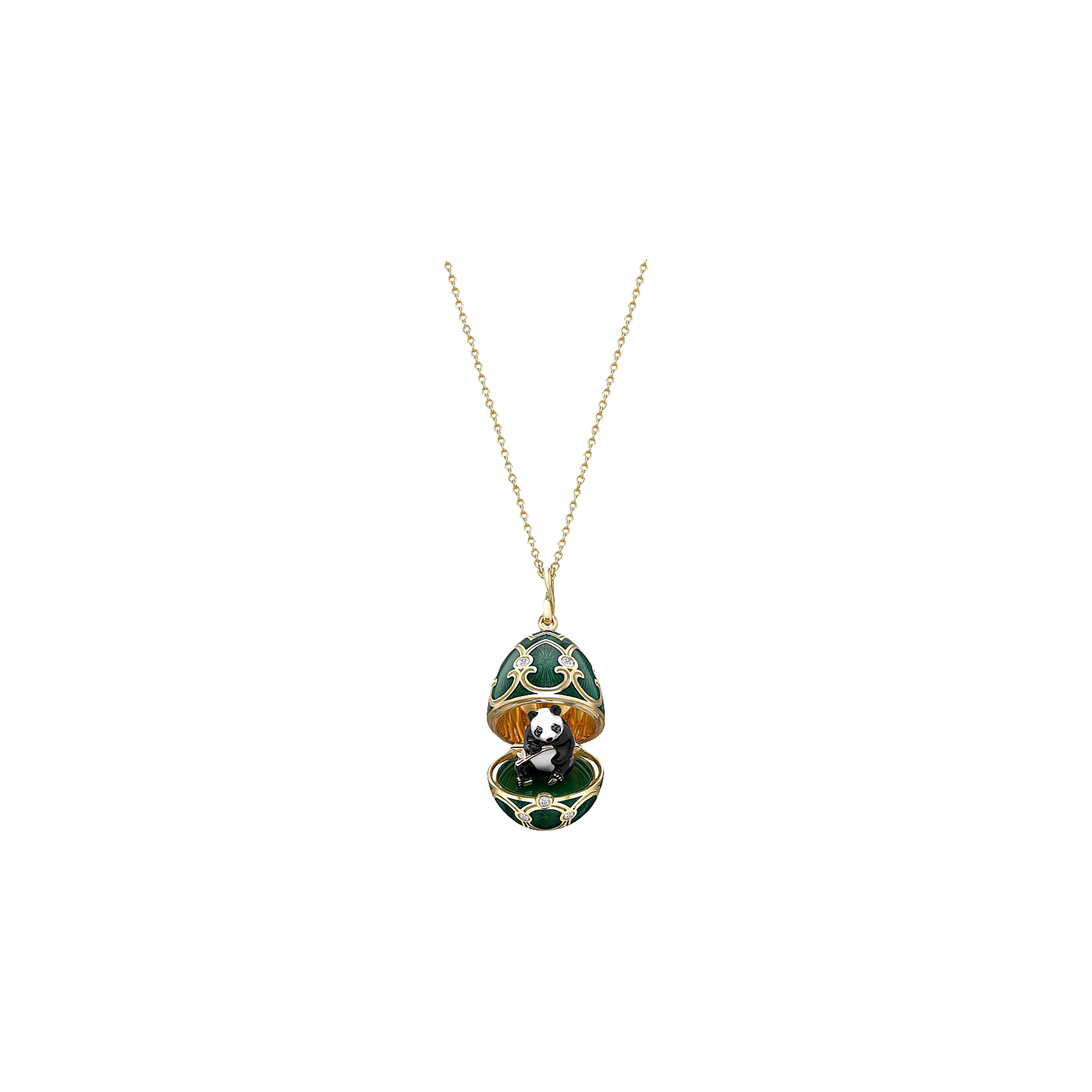 Яйцо панда fabergé heritage из желтого золота, бриллиантов и зеленой гильошированной эмали - 1540fp3172
Яйцо панда fabergé heritage из желтого золота, бриллиантов и зеленой гильошированной эмали - 1540fp3172