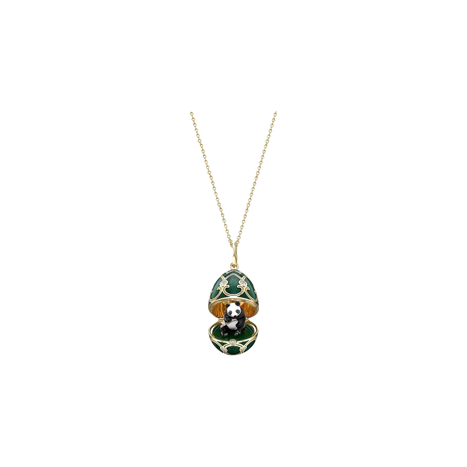 Яйцо панда fabergé heritage из желтого золота, бриллиантов и зеленой гильошированной эмали - 1540fp3172
Яйцо панда fabergé heritage из желтого золота, бриллиантов и зеленой гильошированной эмали - 1540fp3172