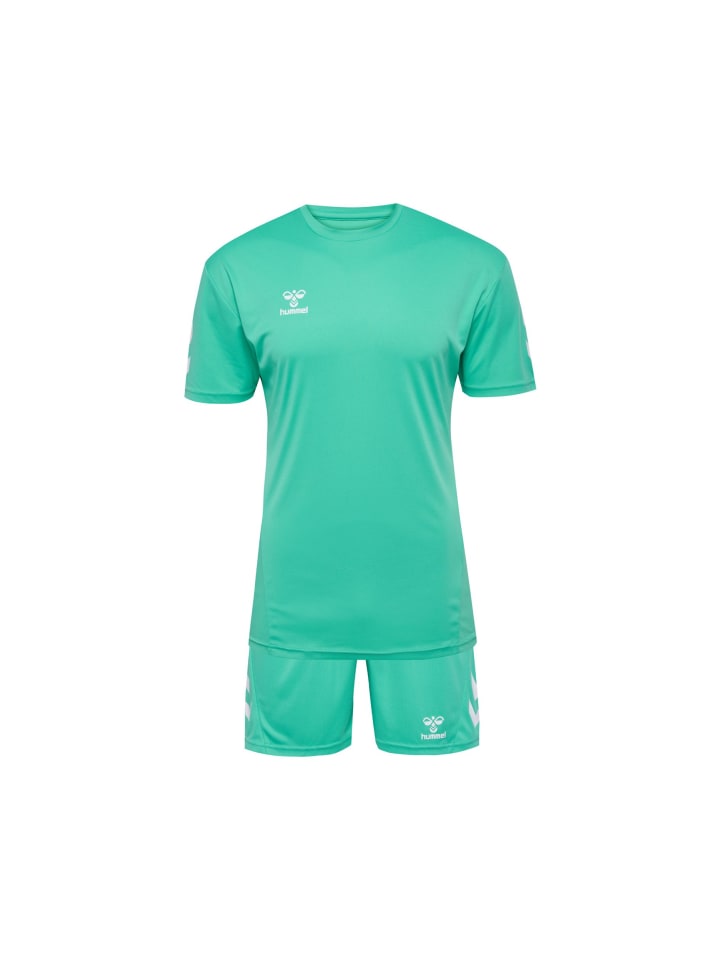 Тренировочный комплект: рубашка и шорты из дышащего полиэстера зеленого цвета Hummel
Тренировочный комплект: рубашка и шорты из дышащего полиэстера зеленого цвета Hummel