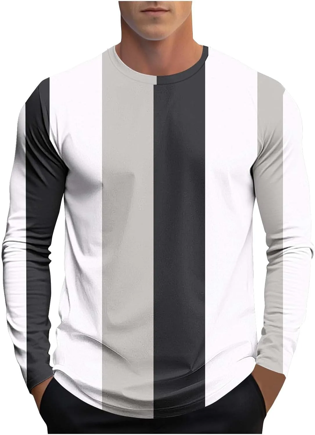 Футболка с длинным рукавом и вертикальным полосатым принтом
Футболка с длинным рукавом и вертикальным полосатым принтом