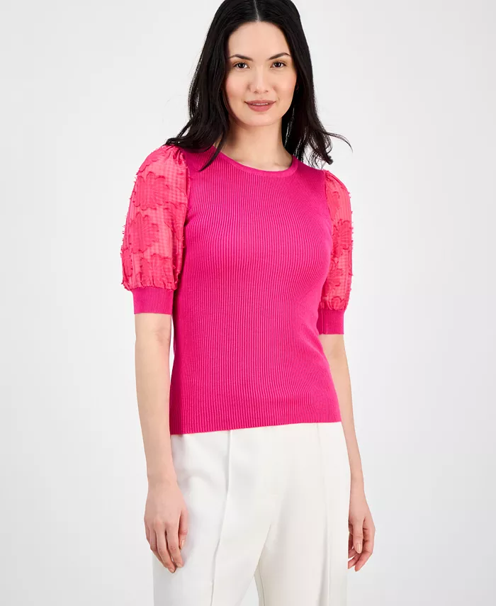 Женская футболка с круглым вырезом и рукавом 3/4 T Tahari, розовый
Женская футболка с круглым вырезом и рукавом 3/4 T Tahari, розовый