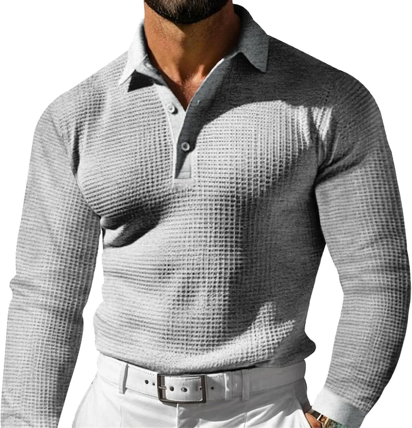 Мужской свитер-поло с длинным рукавом и лацканом
Мужской свитер-поло с длинным рукавом и лацканом