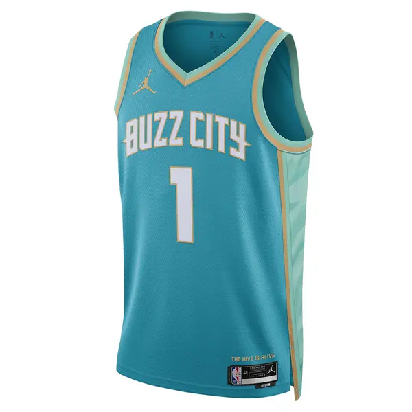 Майка Air Jordan Dri-FIT NBA Swingman Jersey 2023/24 City Edition 'Charlotte Hornets Lamelo Ball', бирюзовый
Майка Air Jordan Dri-FIT NBA Swingman Jersey 2023/24 City Edition 'Charlotte Hornets Lamelo Ball', бирюзовый