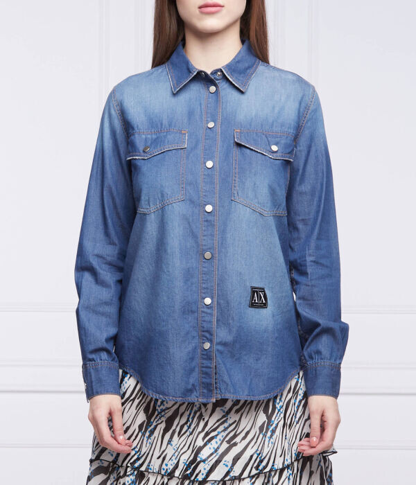 Рубашка женская Armani Exchange из денима с карманами, синий
Рубашка женская Armani Exchange из денима с карманами, синий