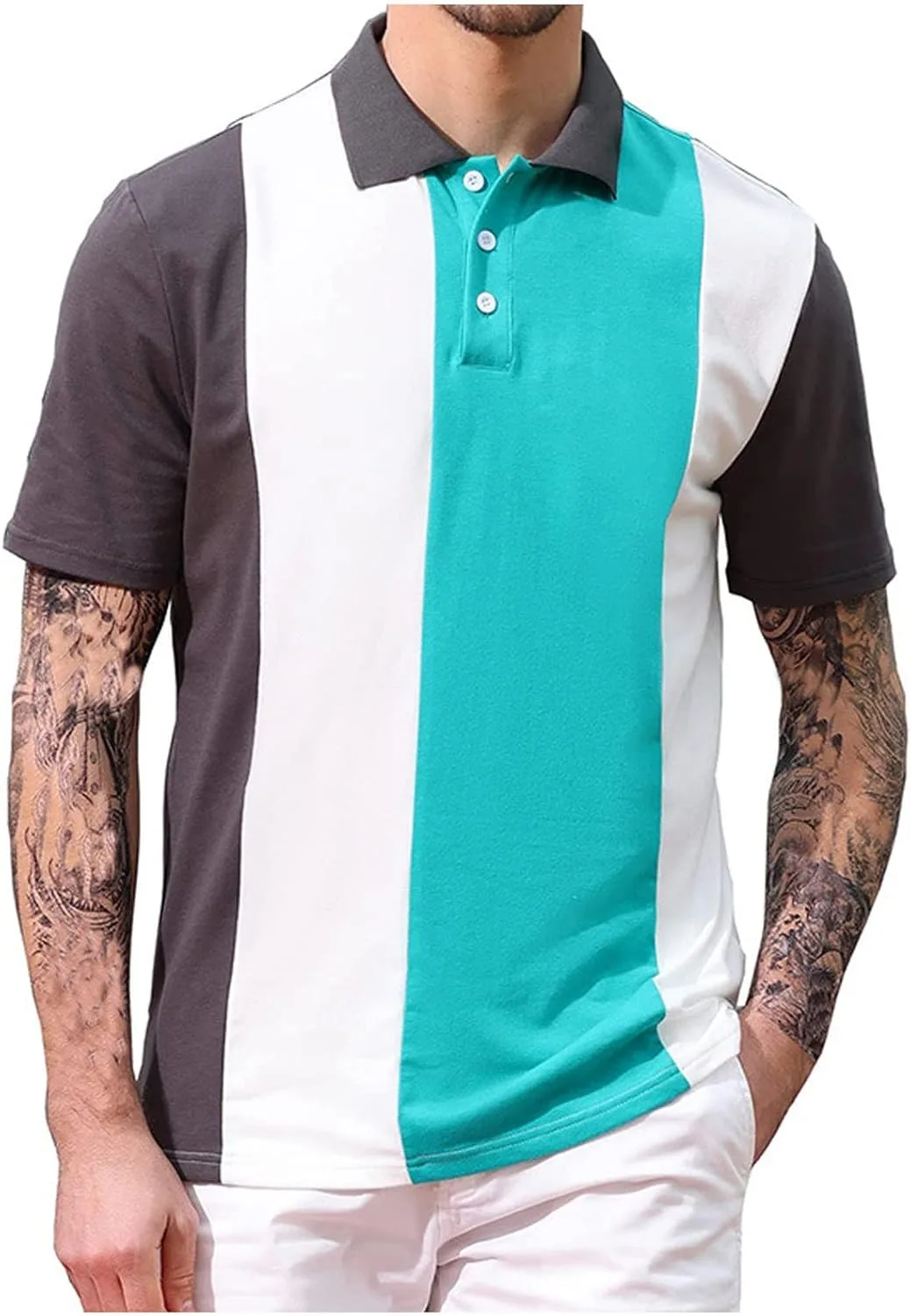 Мужская футболка поло с коротким рукавом, вертикальная полоска, цветной блок, классический крой tuduoms
Мужская футболка поло с коротким рукавом, вертикальная полоска, цветной блок, классический крой tuduoms