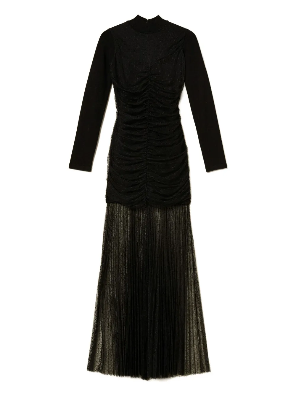 Платье из трикотажа с плиссированной тюлевой отделкой Twinset, черный
Платье из трикотажа с плиссированной тюлевой отделкой Twinset, черный