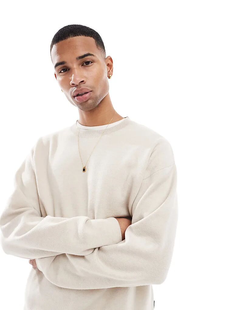 Компактный вязаный джемпер свободного покроя бежевого цвета Jack & Jones
Компактный вязаный джемпер свободного покроя бежевого цвета Jack & Jones