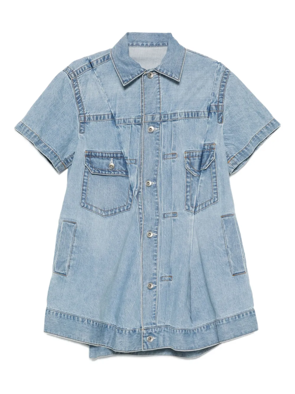 Джинсовое платье-рубашка мини со складками SACAI, синий
Джинсовое платье-рубашка мини со складками SACAI, синий