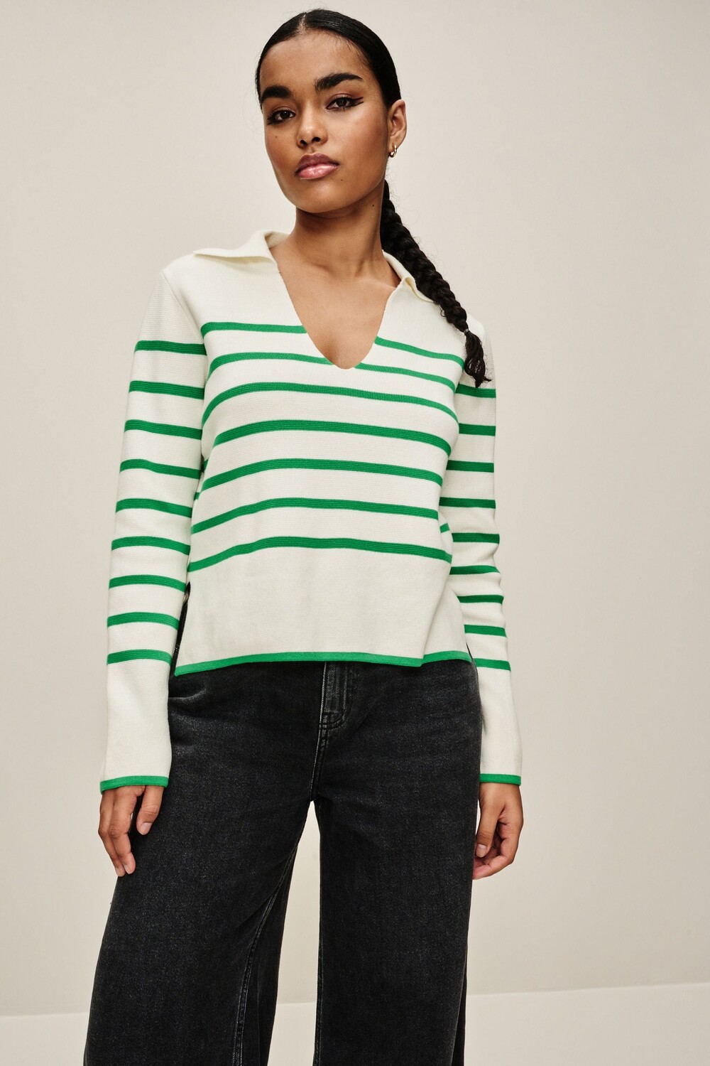 Джемпер с длинными рукавами и воротником-поло в полоску Next, белый
Джемпер с длинными рукавами и воротником-поло в полоску Next, белый