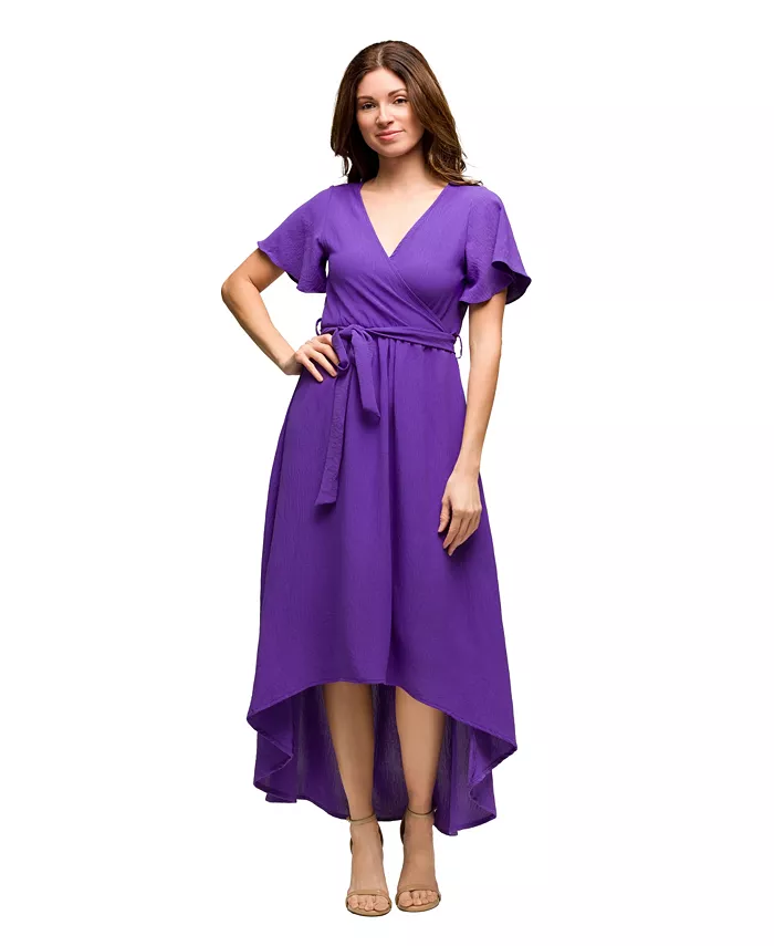 Женское платье с V-образным вырезом, поясом и асимметричным подолом в стиле фальш-рап 24seven Comfort Apparel, фиолетовый
Женское платье с V-образным вырезом, поясом и асимметричным подолом в стиле фальш-рап 24seven Comfort Apparel, фиолетовый