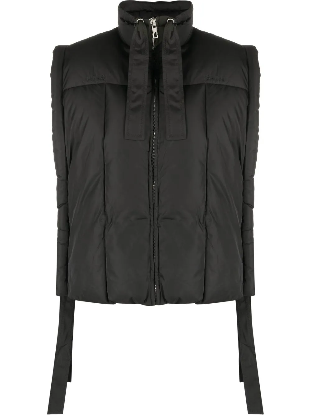 Дутый жилет с вышитым логотипом GANNI, черный
Дутый жилет с вышитым логотипом GANNI, черный
