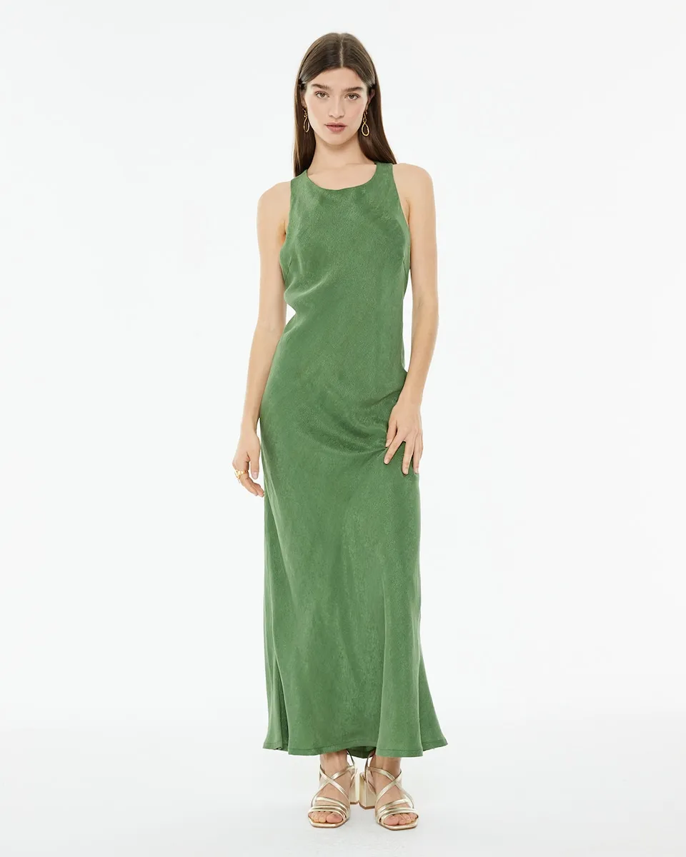 Длинное платье из жаккардовой ткани с американской проймой System Action, зеленый
Длинное платье из жаккардовой ткани с американской проймой System Action, зеленый