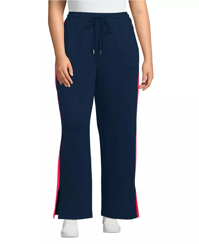 Женские спортивные трикотажные брюки больших размеров с высокой талией, свободные, прямого кроя, с полосками по бокам Lands' End, синий
Женские спортивные трикотажные брюки больших размеров с высокой талией, свободные, прямого кроя, с полосками по бокам Lands' End, синий